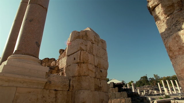 Stock Video Footage of ancient ruins at Beit She'an in Israel.