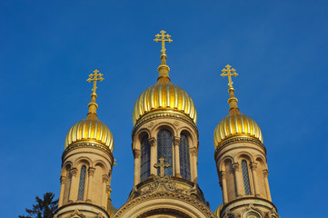 Fototapeta na wymiar Russisch-orthodoxe Kirche in Wiesbaden