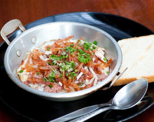 hot pan fried egg stuff, thai breakfast