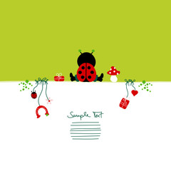 Birthday Gift Card Sitting Ladybug & Symbols