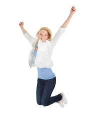 Portrait of beautiful excited young woman