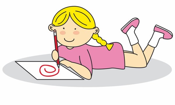 Ni&ntilde;a dibujando. Vector