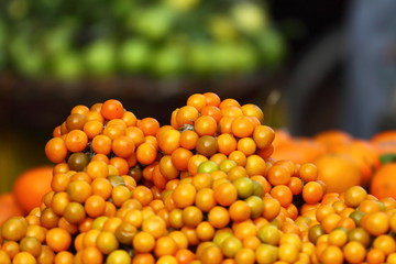 Various fruits at vegetable market. India