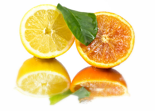 fresh lemon and orange pulp