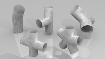 Pipe joints set of raw steel