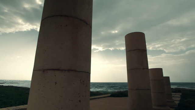 Stock Video Footage of the Caesarea palace ruins in Israel.