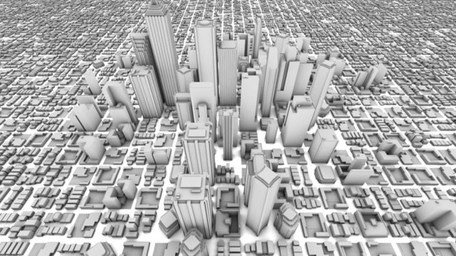 City Office Buildings Growing Time-lapse (3D)