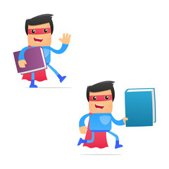 set of funny cartoon superhero