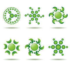 Set of green logos or design elements