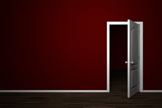 Offene Tür im roten Raum