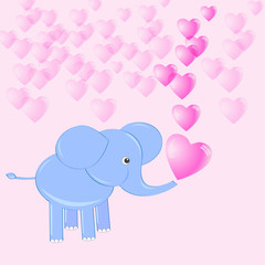 Baby elephant making soap heart