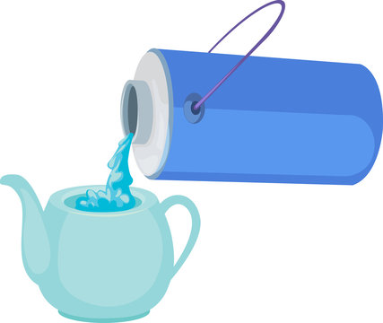 blue paint pouring into teapot clip art preview