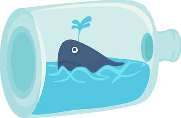 Obraz premium Abstract vector illustration of bottle with fish