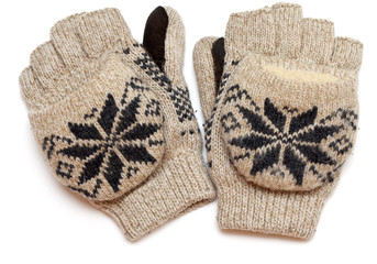 pair of warm knitted gloves
