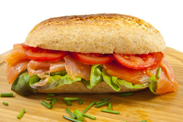 Bun with salmon