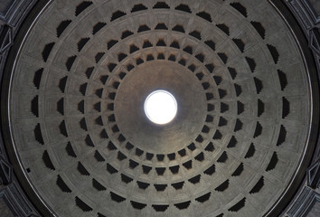 Dome of Rome Pantheon with oculus perfectly centered
