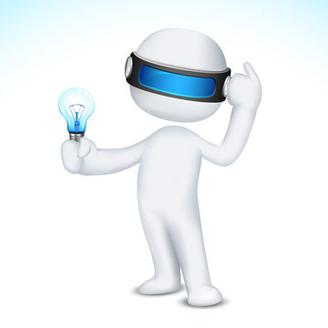 3d Man with Bulb