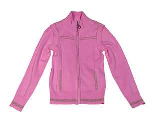 Pink children's knitted-jacket.