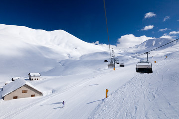Fototapeta na wymiar Ski region Ciampac near Canazei, Dolomites, Italy