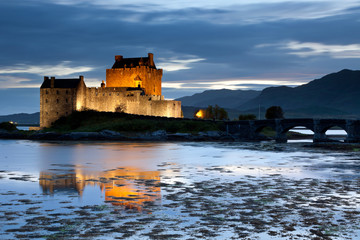 Eilan Donan Castle at twilight, Scotland