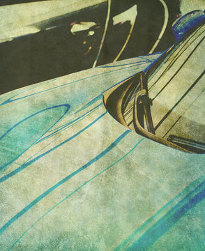 Fototapeta retro blue car