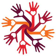 Loving circle of hands vector.