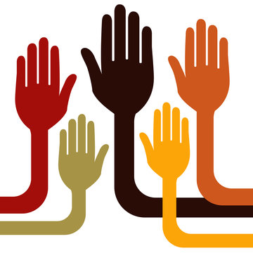A united group of hands vector.