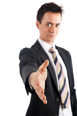 Businessman giving hand