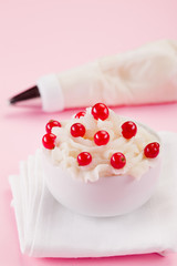 Cream Dessert with currants
