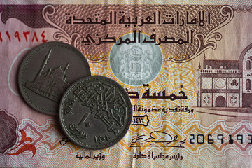 United Arab Emirates - Dubai banknote and coins