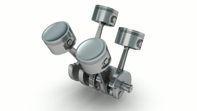 V4 engine pistons. 3D image.