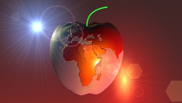 apple with world map