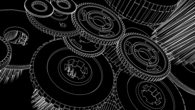 Gears Turning (Blueprint Sketch Animation)