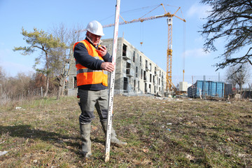 surveyor on a construction site
