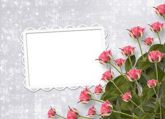 Card for congratulation or invitation with bunch of flowers