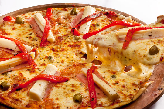 pizza con palmitos y morrones