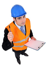 An architect with a clipboard.