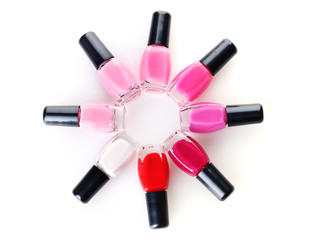 Fototapeta premium Group of nail polishes isolated on white
