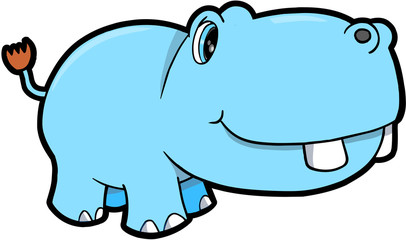 Cute Hippopotamus Safari Animal Vector