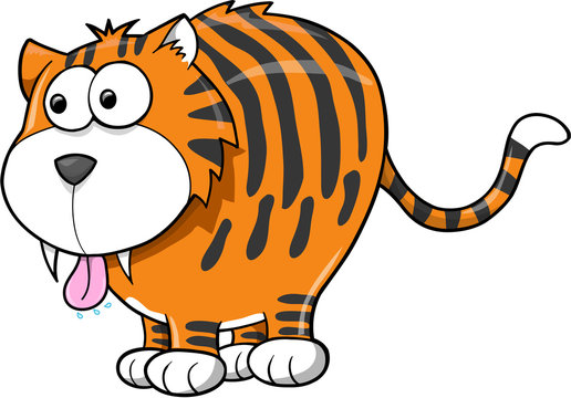 Cute Goofy Tiger Animal Vector Illustration Art