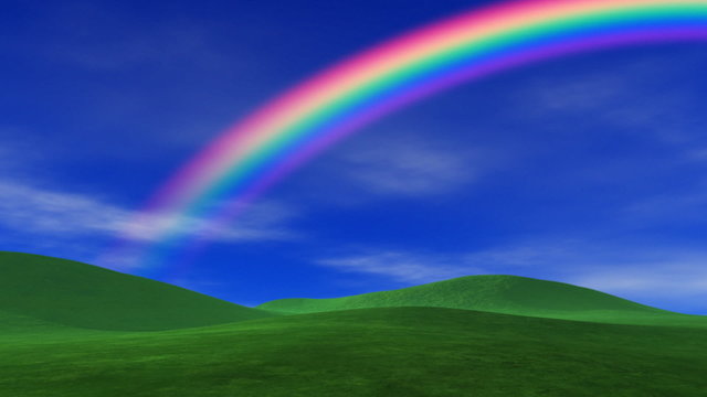 Rainbow, Grass & Peaceful Sky