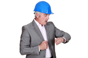 Architect looking at wrist watch