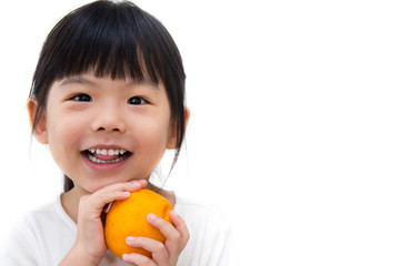 Cute girl hold orange