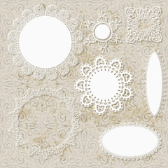 vector lacy scrapbook napkin design patterns on seamless grungy