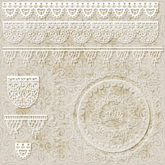 vector lacy scrapbook design patterns on seamless grungy backgro