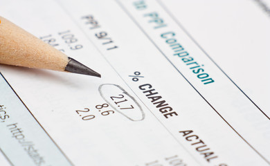 Photo of pencil on a table with numbers