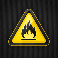 Hazard warning triangle highly flammable warning sign