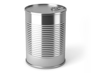 Boite de conserve métallique sur fond blanc 1