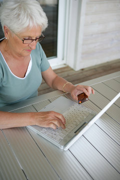 Elderly Lady Shopping Online