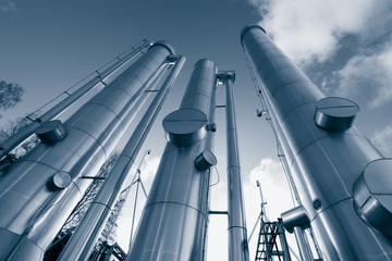 gas pipes construction inside oil refinery